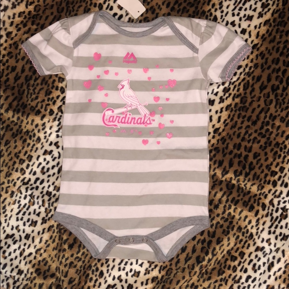 Majestic cardinals baseball onesie white gray pink